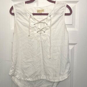 Anthropologie Cloth & Stone White Tensel Nautical Sleeveless Blouse Size M